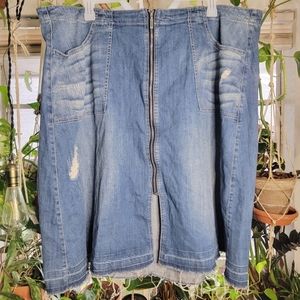 Plus Size Blue Denim Skirt